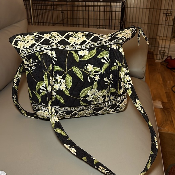 Vintage Vera Bradley Jasmine Black White Green Floral Purse - Great Condition - Picture 2 of 8